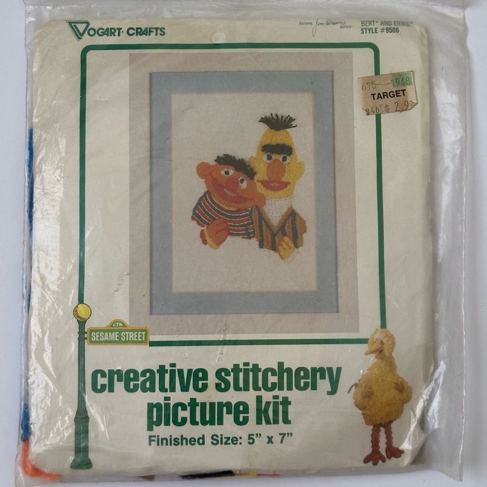 Vintage 1979 Sesame Street Bert & Ernie Stitchery Kit Vogart Crafts